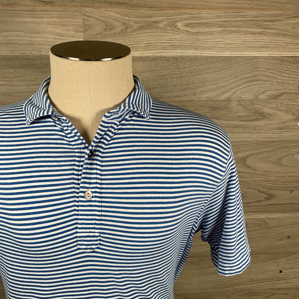 Tasc x Performance Polo – Blue & White Striped (M)